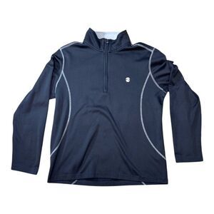 Izod Golf Mens Womens Long Sleeve 1/4 Zip Pullover Shirt Navy Blue Jacket Sweat